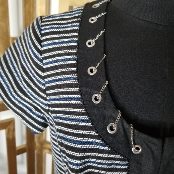 White House Black Market Tweed Jacket Blue 2 Chain - Picture 4 of 7